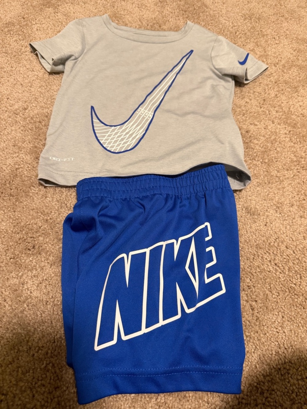 Nike Grey Tee with Blue Graphic & Royal Blue Nike Shorts